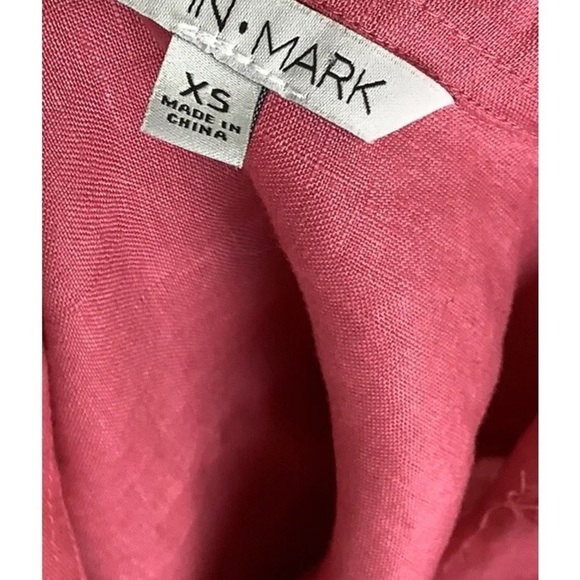 John Mark Sz XS 100% Linen Button Tunic Top Pink Ruched Arms Casual Style - Picture 5 of 6